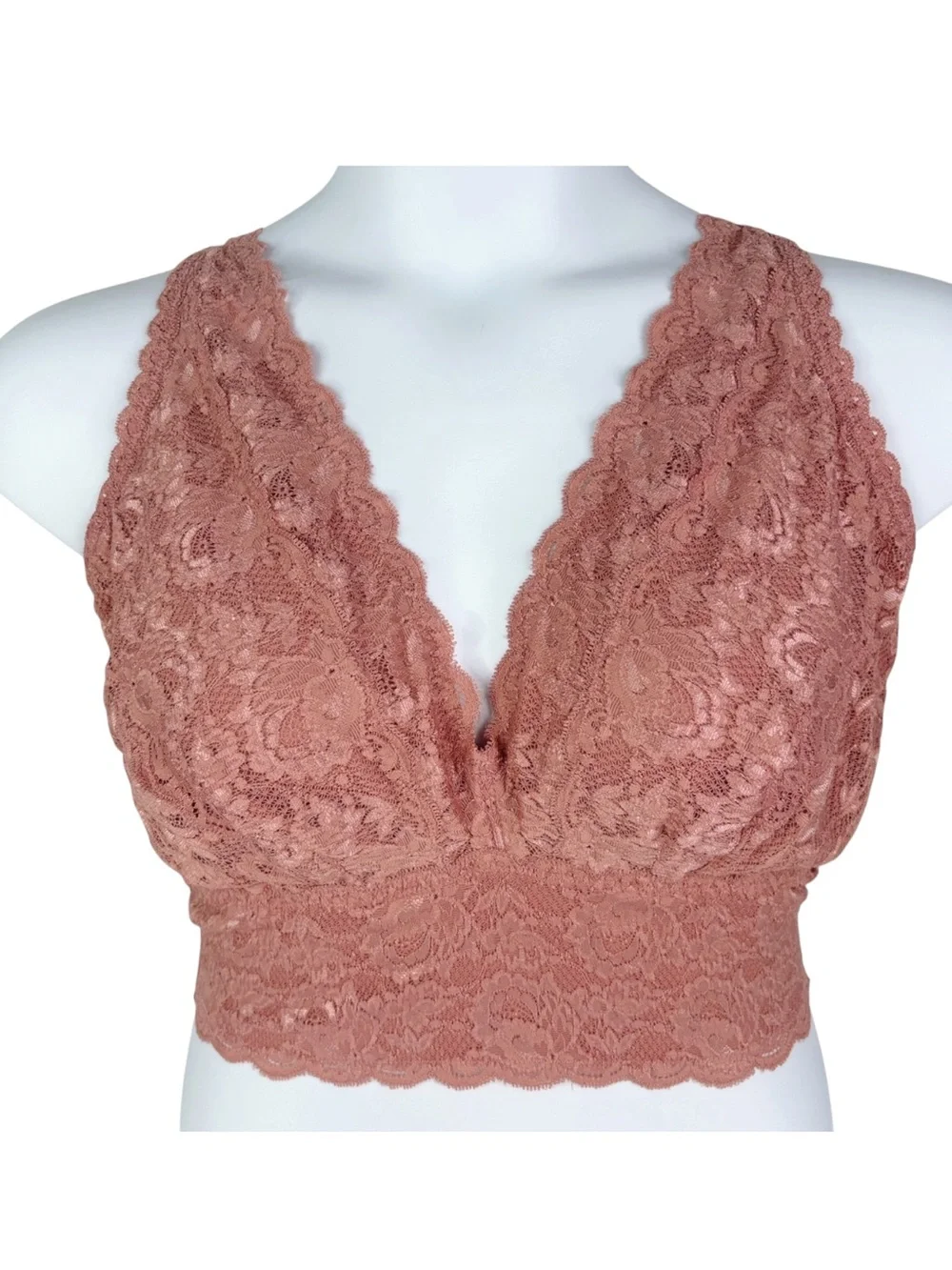 Cosabella Never Say Never Curvy Plungie Longline Bralette sz XL * Mauve Pink